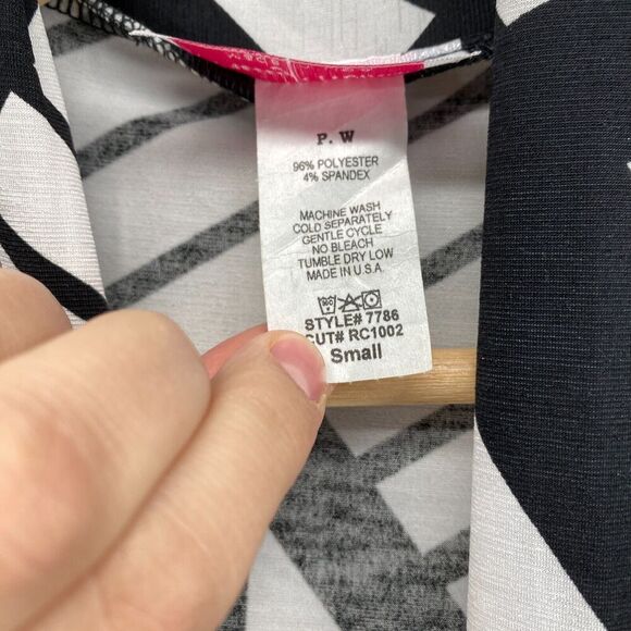 Pretty Woman Top Women S Small Black Geometric Open Front Long Sleeve Casual - Picture 4 of 7